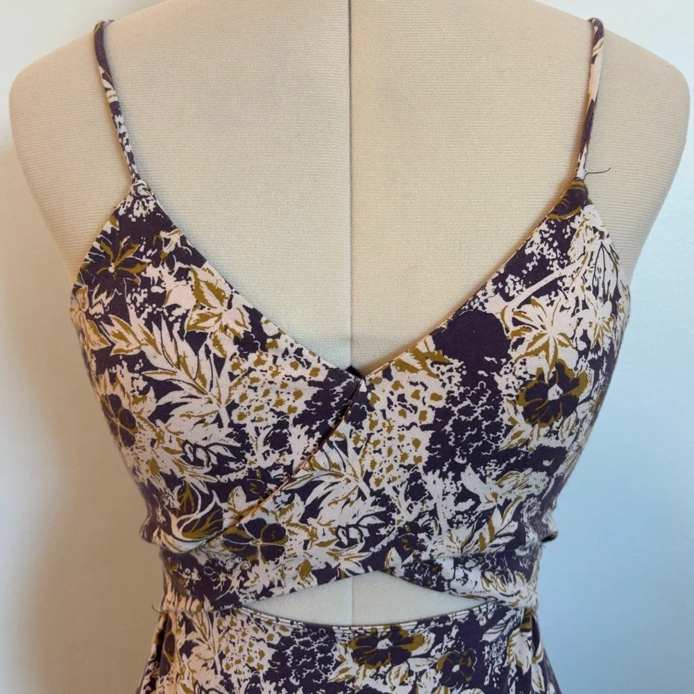 Free People Intimately Showdown Mini Dress, Purple Floral, Bodycon, Cutout, XS